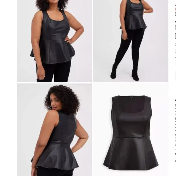 Torrid Peplum Faux Leather Tank Top - Deep Black - Picture 1 of 9